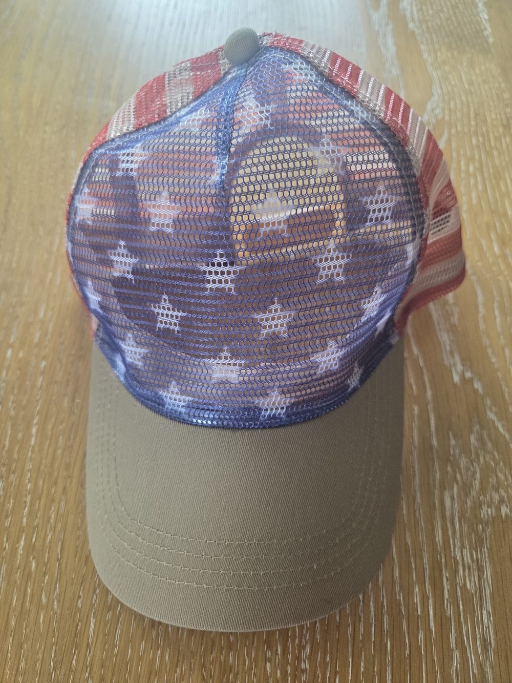 Womens Patriotic Mesh Trucker Hat - Blue, Red, Khaki